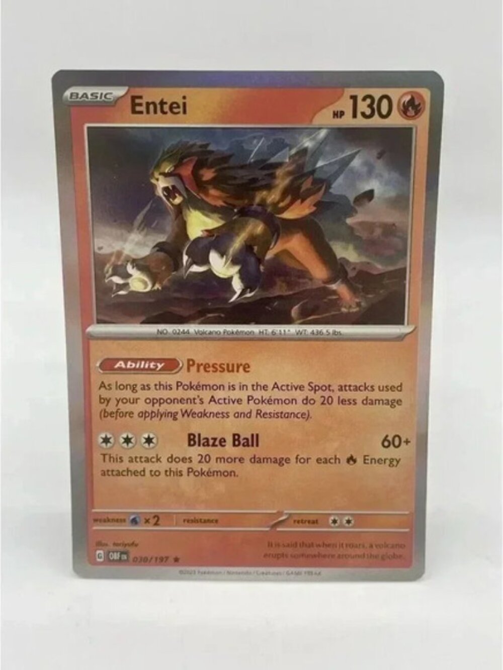 Entei‎ 030/197 Sv03: Obsidian Flames Pokemon TCG Holo Mint Unplayed
